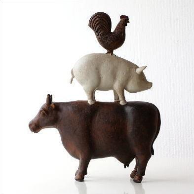 置物 置き物 インテリアオブジェ かわいい ウシ ブタ ニワトリ