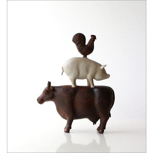 置物 置き物 インテリアオブジェ かわいい ウシ ブタ ニワトリ