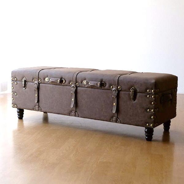ベンチ 収納付 ソファ スツール おしゃれ トランクベンチ ヴィンテージ