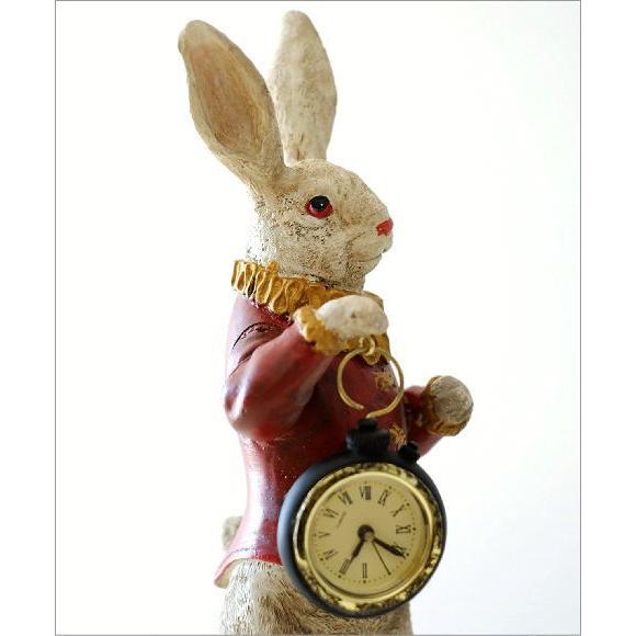 うさぎ ウサギ 置物 オブジェ 置時計 置き時計 卓上 時計 スタンド