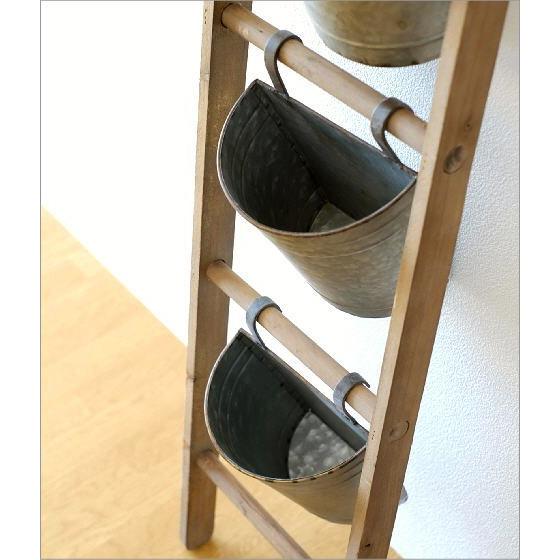 ラダーラック フラワーラック 木製 レトロ シャビー アンティーク風