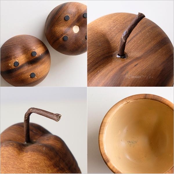 小物入れ ふた付き 木目調 りんご 洋ナシ 置物 オブジェ 木製風