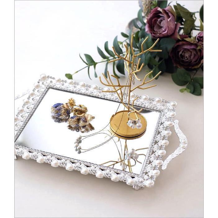 ミラートレイ トレイ 鏡 おしゃれ アクセサリートレイ スクエア 小物