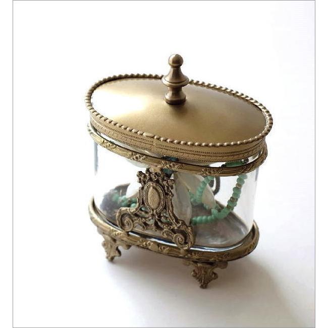 小物入れ ガラス ふた付き おしゃれ アクセサリーケース 蓋付き 真鍮