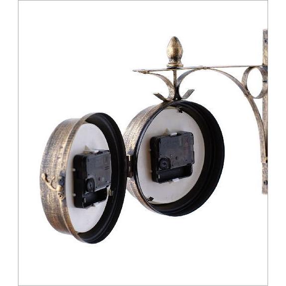 両面時計 おしゃれ 掛け時計 壁掛け時計 アイアン アンティーク調