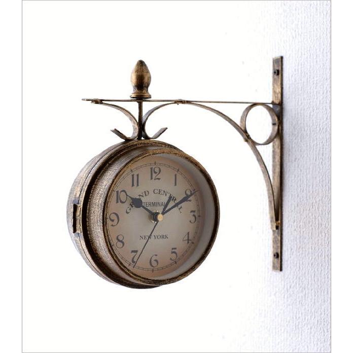 おしゃれな壁掛け時計 №.7 両面時計ウォールクロック アンティーク 回転時計 両面時計 おしゃれ 掛け時計 壁掛け時計 アイアン アンティーク調