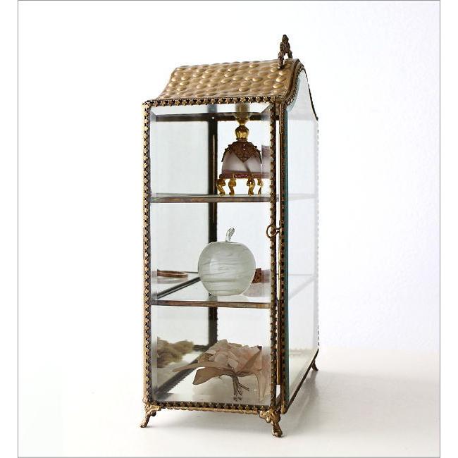 ガラスケース 真鍮 ショーケース 3段 アンティーク コレクション