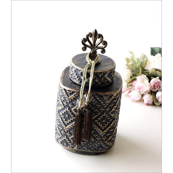 ポット 陶器 蓋付 おしゃれ 小物入れ タッセル 置物 オブジェ