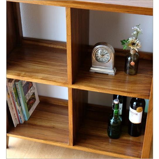 本棚 無垢 チーク材 オープンシェルフ 天然木 木製 オープンラック