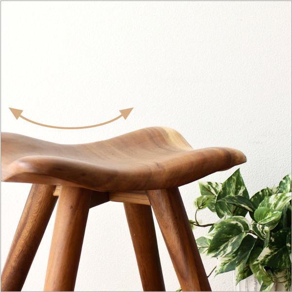 ナチュラル木製スツール 曲線デザイン スツール 木製 おしゃれ 椅子 天然木 無垢 四角 角丸 ナチュラル 木目