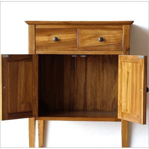 ビンテージ　天然木の電話台　FAX台　リビングボード　キャビネット　無垢材 無垢材 匠デザイン 52ローキャビネット FAX台 電話台 ナチュラル 木製