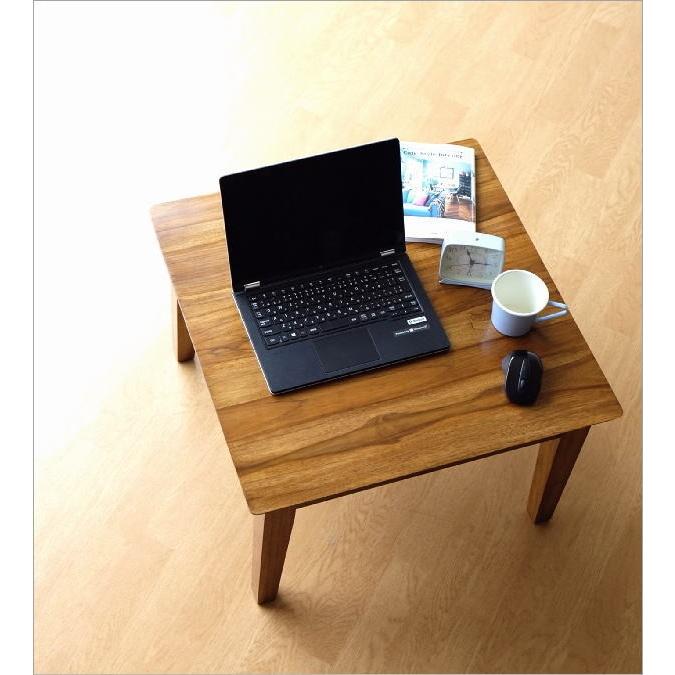 サイドテーブル 木製 カフェテーブル コーヒーテーブル 無垢 天然木 北欧 ナチュラル 正方形 60×60cm 完成品 チークコンパクトテーブル60｜gigiliving｜02