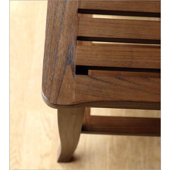 ベンチ おしゃれ 天然木 無垢材 下棚付き ウォルナット ウッド