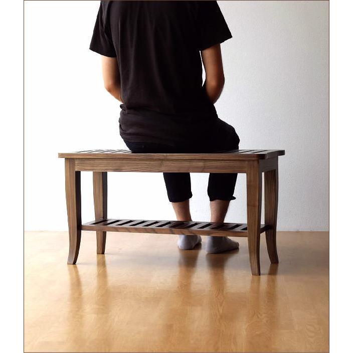 穏やかな風合いのウォールナット無垢材ベンチ　幅９０ｃｍ 〇穏やかな風合いのウォールナット無垢材ベンチ 幅90cm