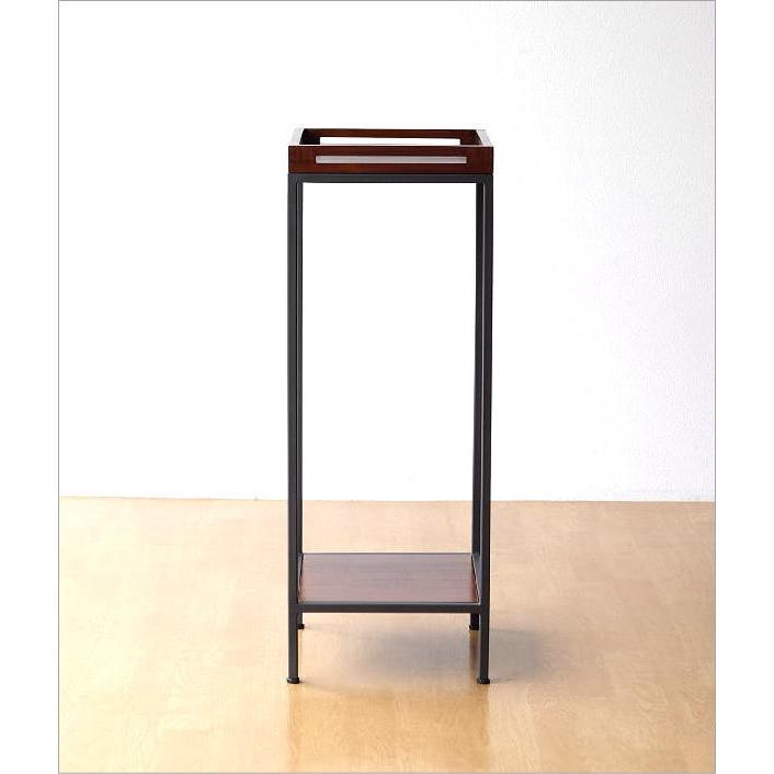 木製 花瓶台・フラワースタンド ブラウン 花台 木製 アイアン 室内 おしゃれ フラワースタンド 玄関 屋内