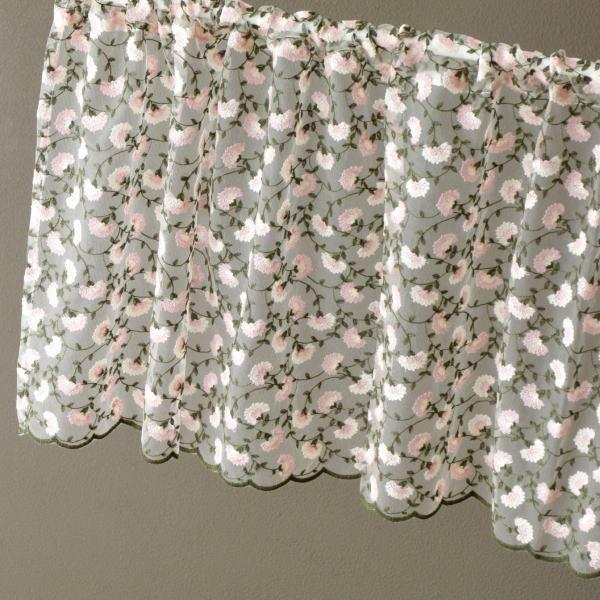 11円 お1人様1点限り カフェカーテン おしゃれ かわいい レース レースカーテン 45cm 花 刺繍 チュール エレガント トイレ 洗面所 キッチン 1845l45