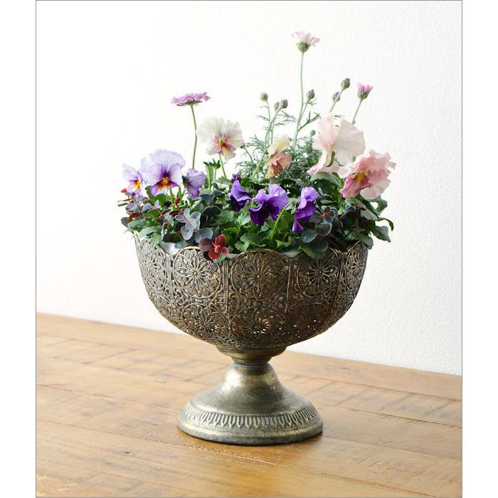 鉢カバー アイアン アンティーク風 高台 レトロ おしゃれ 観葉植物