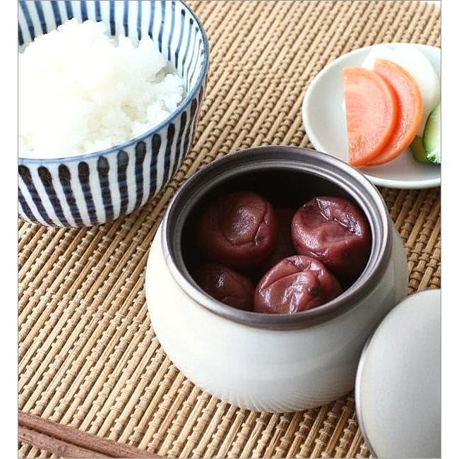 保存容器 陶器 蓋付き 萬古焼 日本製 キャニスター 梅干し入れ 漬物