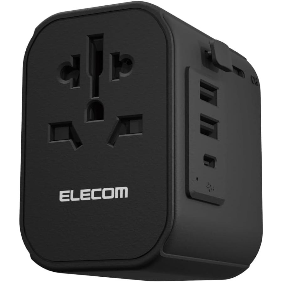 エレコム 海外 変換プラグ 旅行用電源変換プラグ A/BF/O/Cタイプ USBポート搭載 海外用マルチ変換アダプタ ブラック T-HPAM-15A2CBK の商品画像