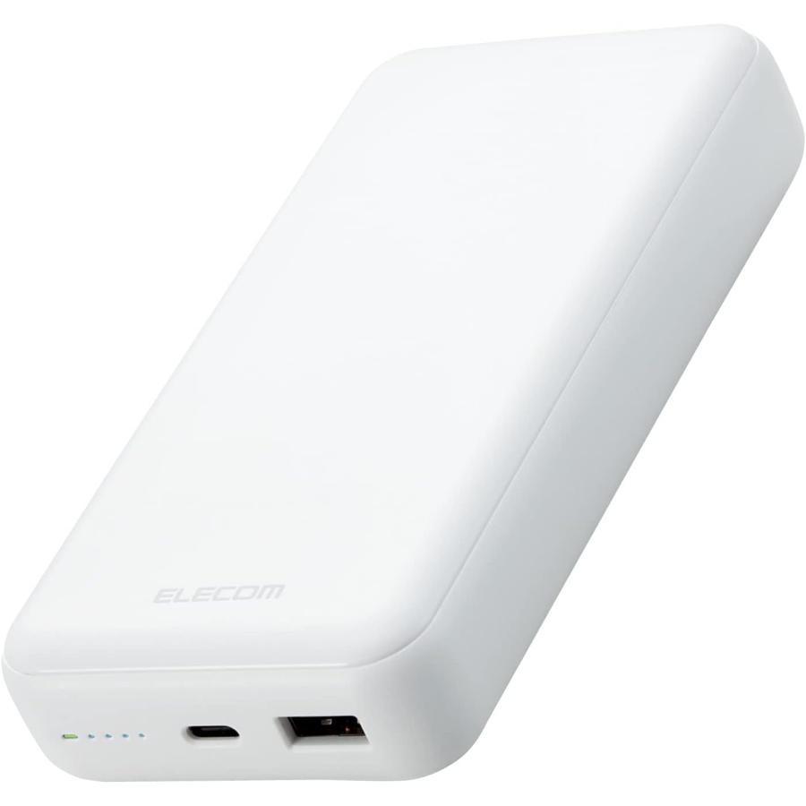モバイルバッテリー エレコム 20000mAh 大容量 ( USB PD対応 ) 20W Type-C×1 USB-A×1 ホワイト DE-C34-20000WH（Yahoo!・Gikstore）
