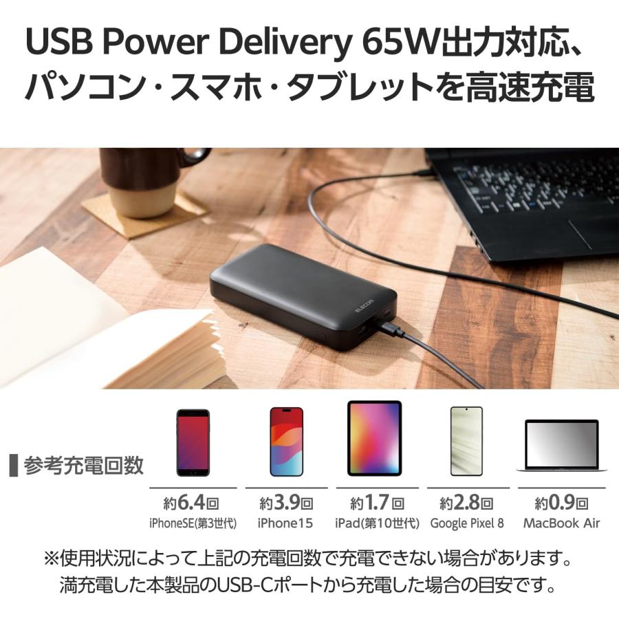 ELECOM（エレコム） モバイルバッテリー 20000mAh 合計75W / 65W (単