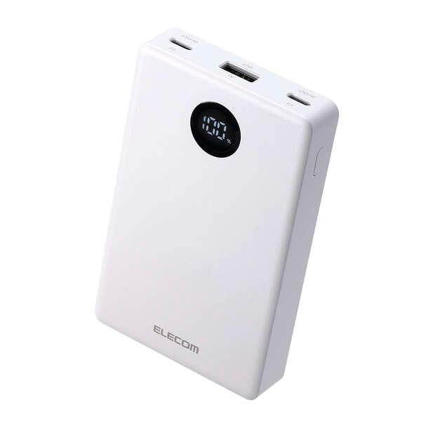 エレコム 半固体モバイルバッテリー 10000mAh 35W Type-C×2 USB-A モバイル バッテリー 半固体リチウム電池 残量表示 ホワイト DE-C86-10000WH（Yahoo!・Gikstore）