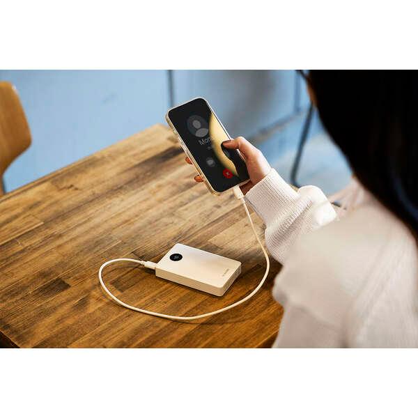 エレコム 半固体モバイルバッテリー 10000mAh 35W Type-C×2 USB-A モバイル バッテリー 半固体リチウム電池 残量表示 ホワイト DE-C86-10000WHの画像