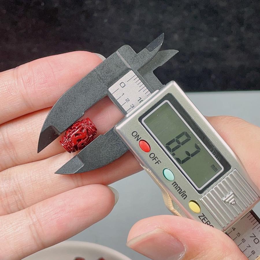 PROME 天然石 朱砂 辰砂・シナバー 彫刻ビーズ 【六字大明呪】12*8mm