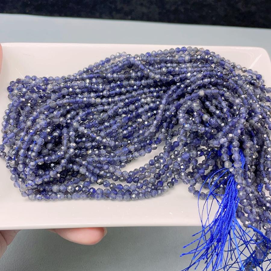 サービスPROME 天然石 高品質 3-4mm ミラーボールカット アイオライト 連材 宝石ルース、裸石 PROME 天然石 ラブラドライト 連材