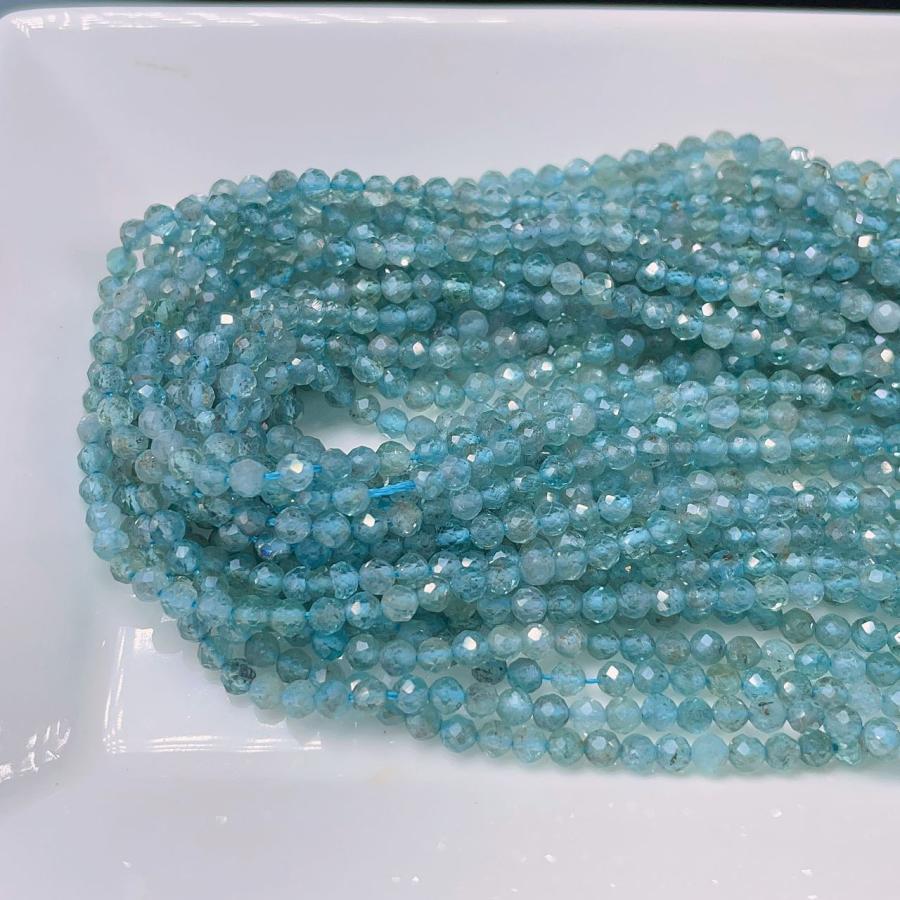 PROME 天然石 高品質 アパタイト ミラーボールカット 3-4mm 連材 宝石ルース、裸石 宝石ルース、裸石 スモーキークォーツ ミラーカット 1連