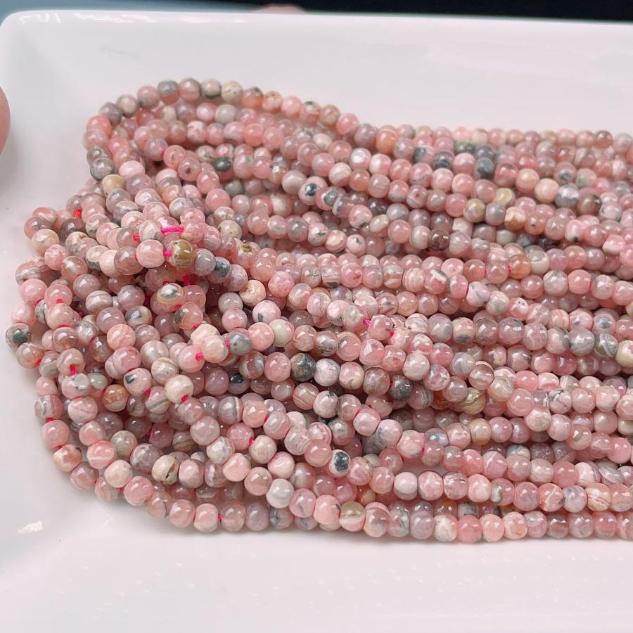 最大65％オフ！ PROME 天然石 高品質 インカローズ 丸玉 3-4mm 連材 NO