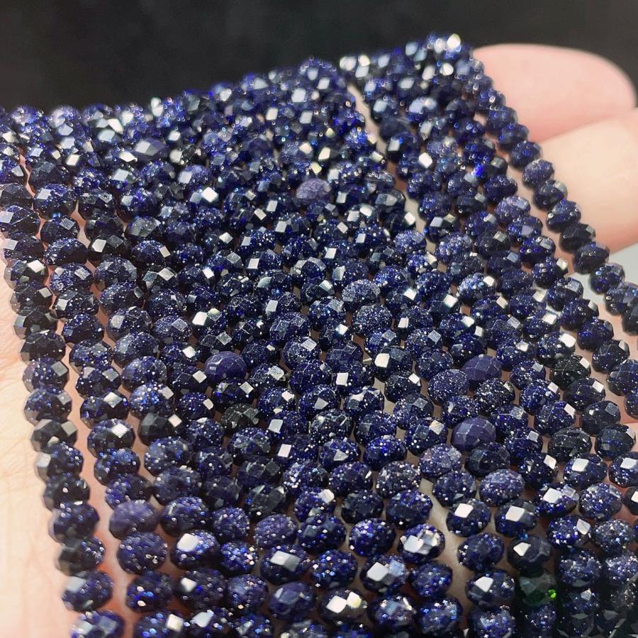 PROME 天然石 ブルーサンストーン （人工石）ソロバンカット 連材 NO