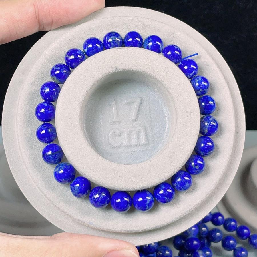 注文後の変更キャンセル返品 PROME 天然石 ラピスラズリ 8-8.5mm ブレスレット 宝石ルース、裸石 ブルークォーツ(合成水晶)8〜8.5mm