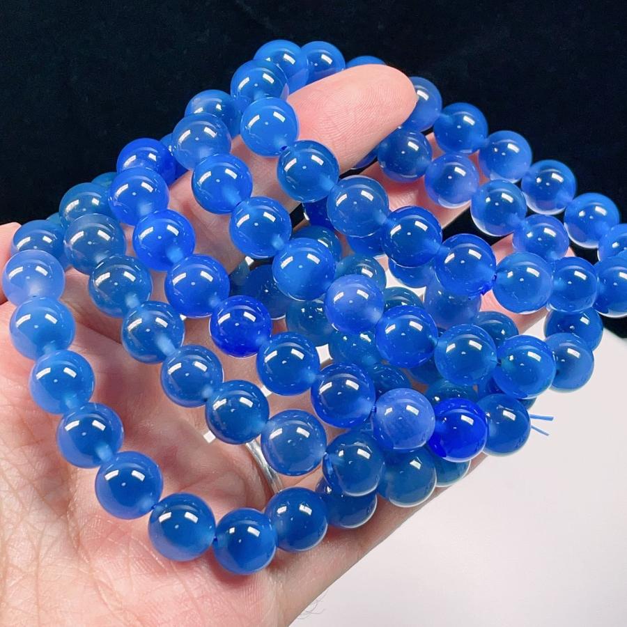 ブルータピオカアゲートブレスレット 8㎜ タピオカアゲートブレスレット(ブルー) | ー天然石 dearsー