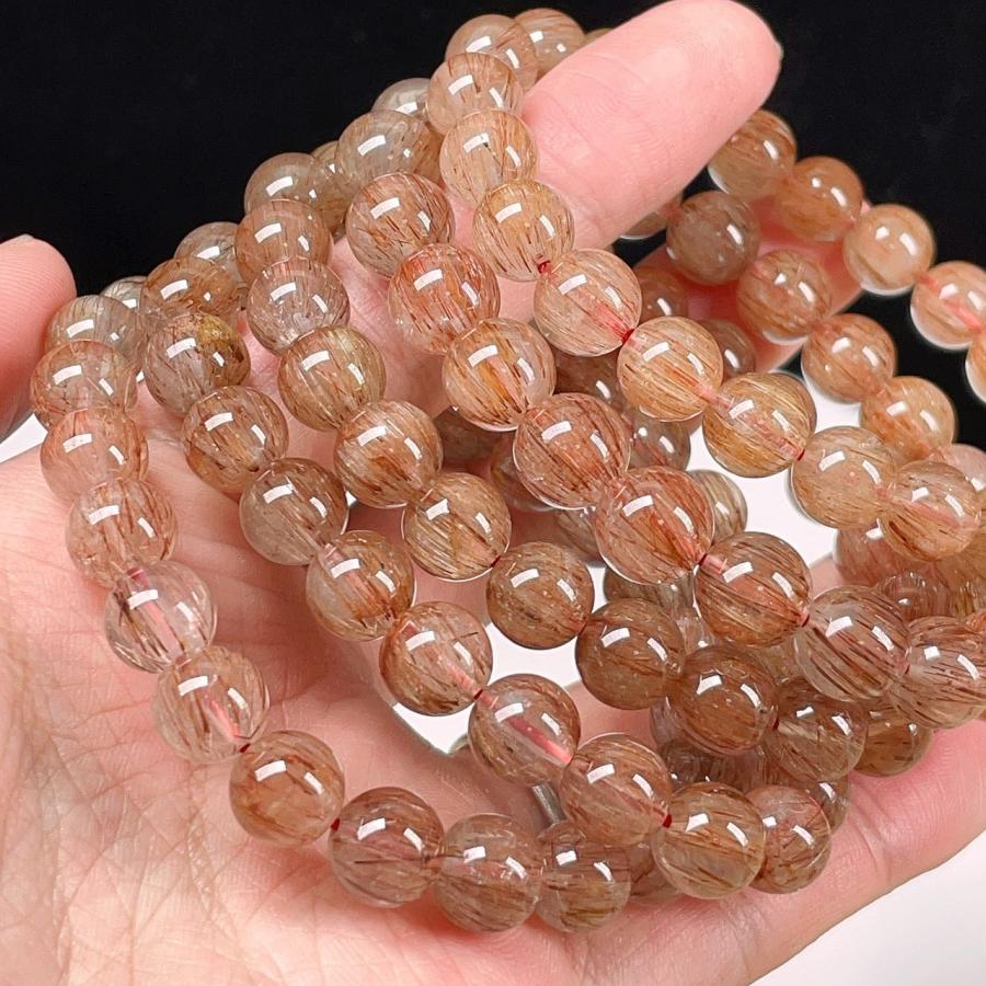 PROME 天然石 オレンジルチルクォーツ（金紅石入り水晶）9-9.8mm