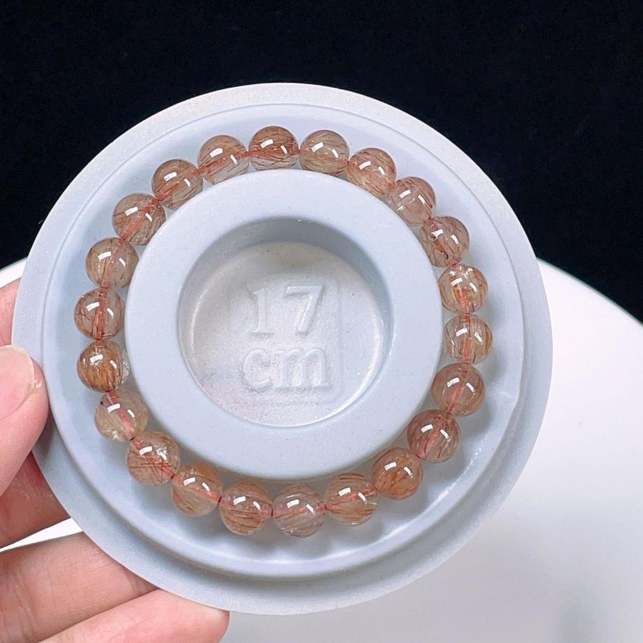PROME 天然石 オレンジルチルクォーツ（金紅石入り水晶）9-9.8mm 