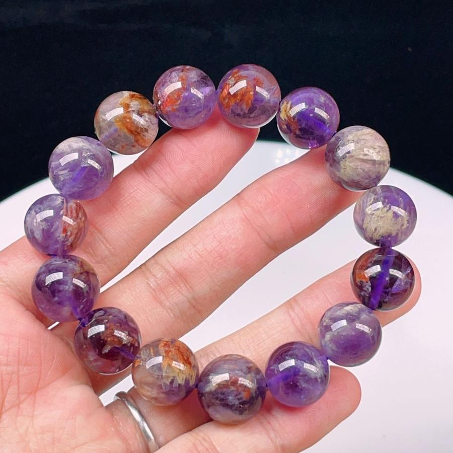 可愛い❢ラベンダーアメジスト にガーデンルチルクォーツハートブレス❥ 可愛い❢ラベンダーアメジスト にガーデンルチルクォーツハートブレス