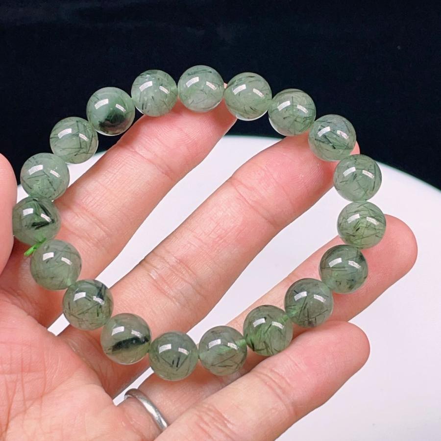 PROME 天然石 グリーンルチルクォーツ（モザンビーク産） 10mm