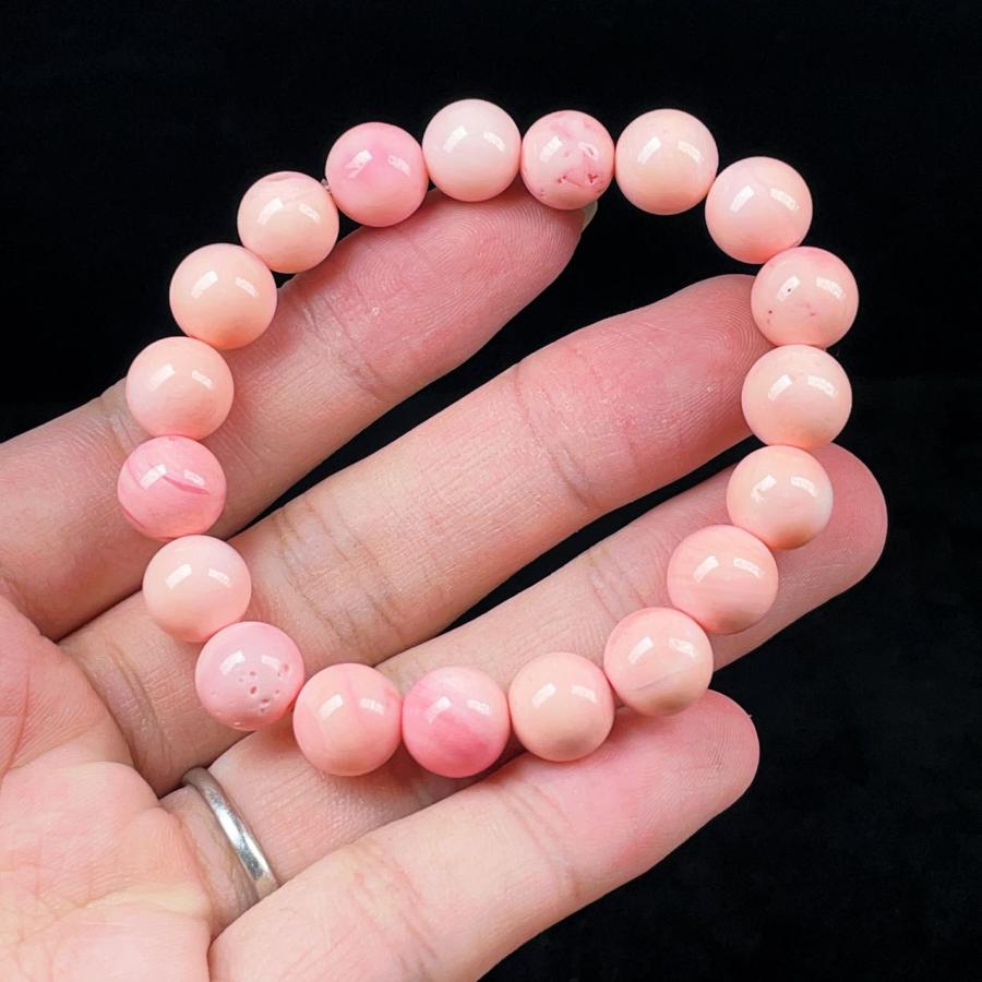 PROME 天然石 クイーンコンクシェル （鑑別書付き）10mm ブレスレット