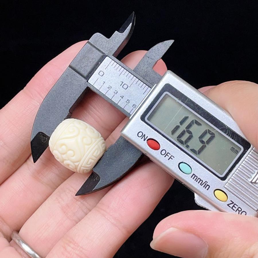 PROME 天然石 アイボリーナッツ（象牙椰子） 回紋珠 貫通孔 NO.P2513