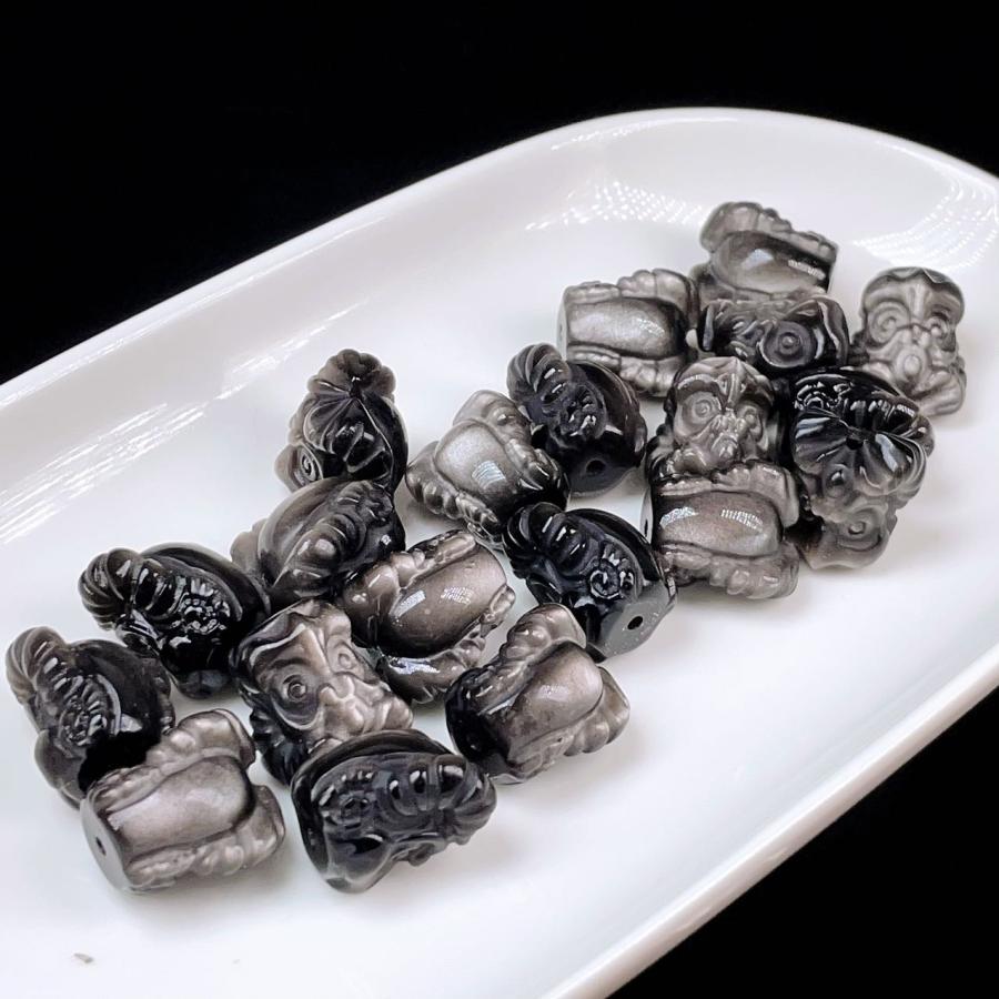 シルバー オブシディアン 九尾 高品質 手彫り