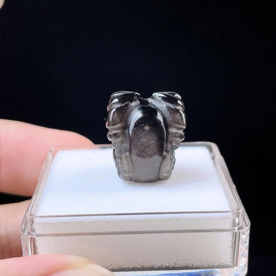 シルバー オブシディアン 九尾 高品質 手彫り