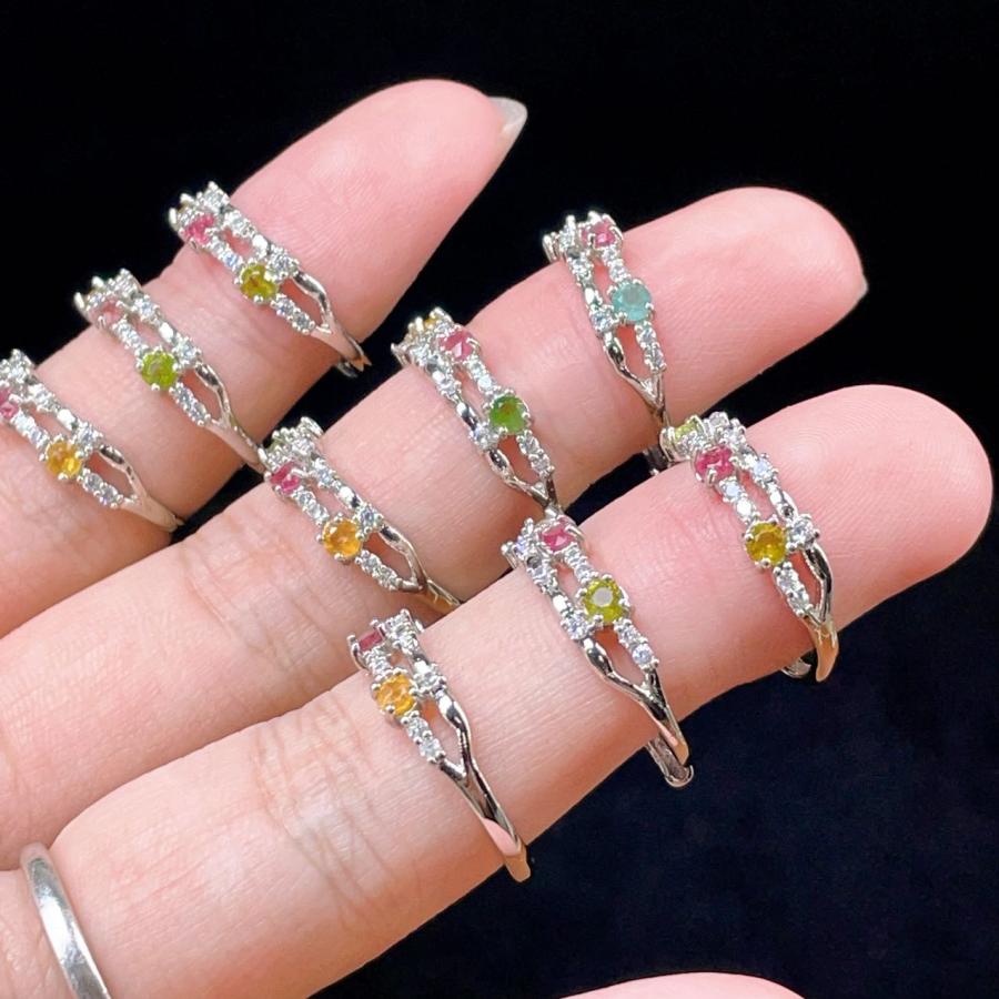 PROME 天然石 特別仕様品・トルマリン・白銅指輪・フリーサイズ P2893