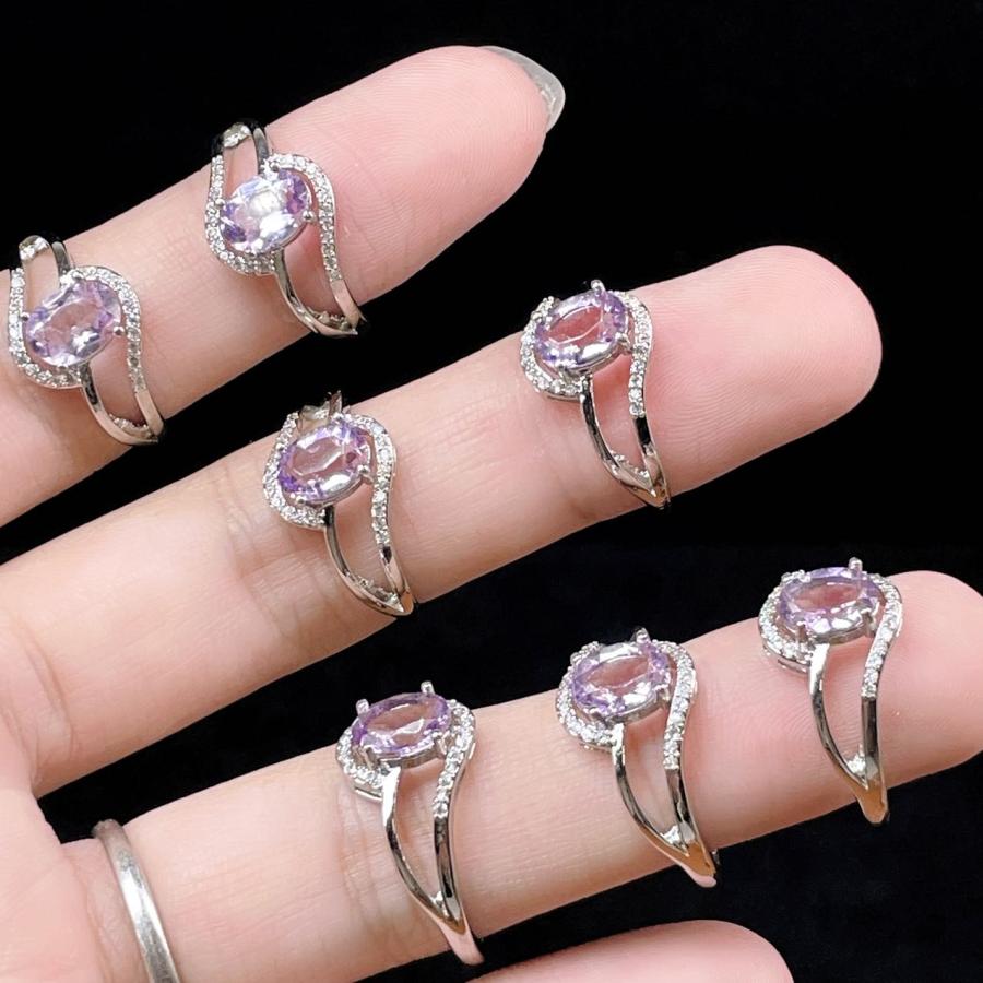 PROME 天然石 特別仕様品・ピンクアメジスト・白銅指輪・フリーサイズ