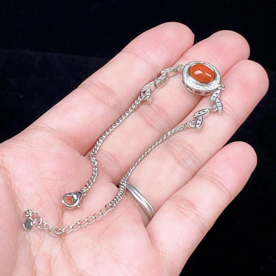 PROME 天然石 特別仕様品・ナンホーン・瑪瑙（ 南紅瑪瑙）・白銅