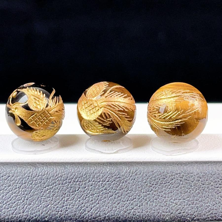 PROME・高品質・天然石・大人気・風水四神・タイガーアイ・朱雀・12mm 