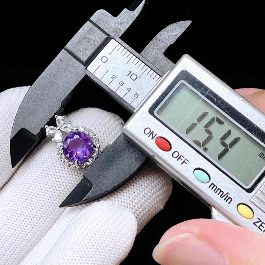 PROME 天然石 特別仕様品・アメジスト・白銅・ペンダントトップ