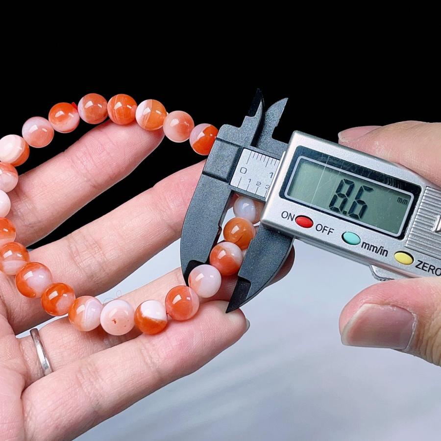 PROME 天然石 南紅瑪瑙 8-9mm ブレスレット NO.P446 : 天然石工場直売