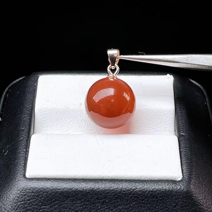 PROME 天然石・特別仕様品・カーネリアン・12mm・白銅・ペンダント 