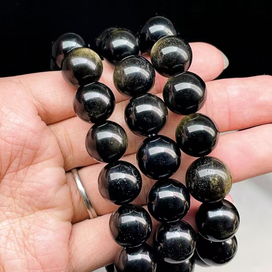 PROME 天然石・高品質・ゴールデンオブシディアン・メキシコ産・14mm 